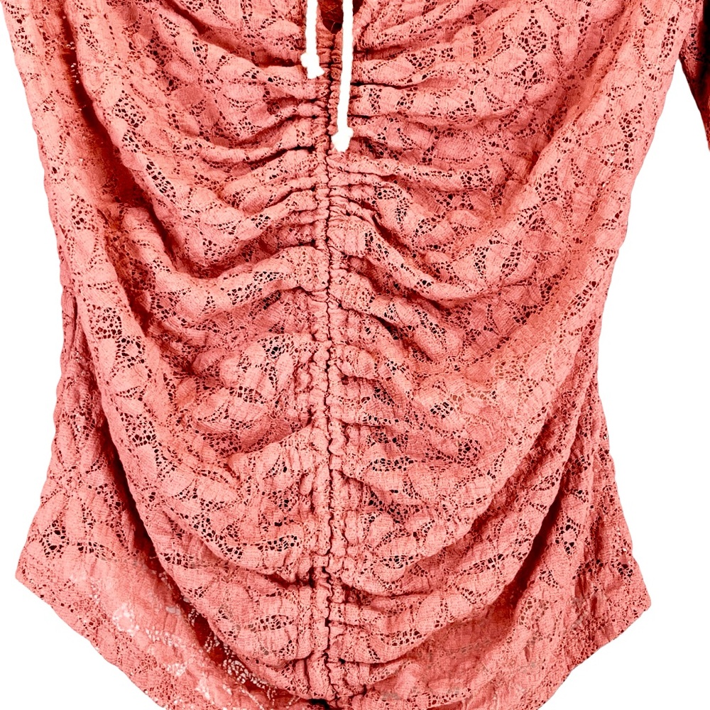 NWOT Free People Lilah Top in Crush Blush Lacey Lace-up Details Sz S - Picture 8 of 15